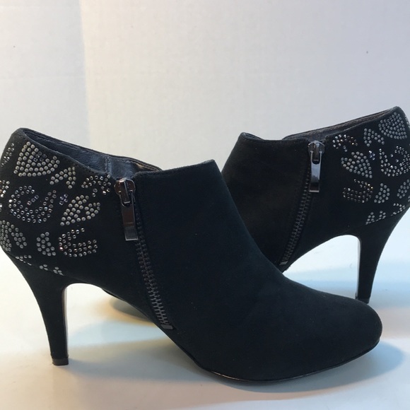 Kathy Van Zeeland Black Booties Silver &Gray Beads - Picture 9 of 12